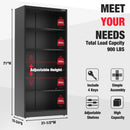 WORKPRO Small Industrial Metal Storage Cabinet with Doors and Shelves,Garage Cabinet with Lock for Home, Warehouse, Office, Shop, Solid Packed, Black
