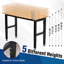 WORKPRO 48"x22" Adjustable Workbench 1500 LBS Load Capacity Hardwood Worktable with Power Outlets, Leveling Foot