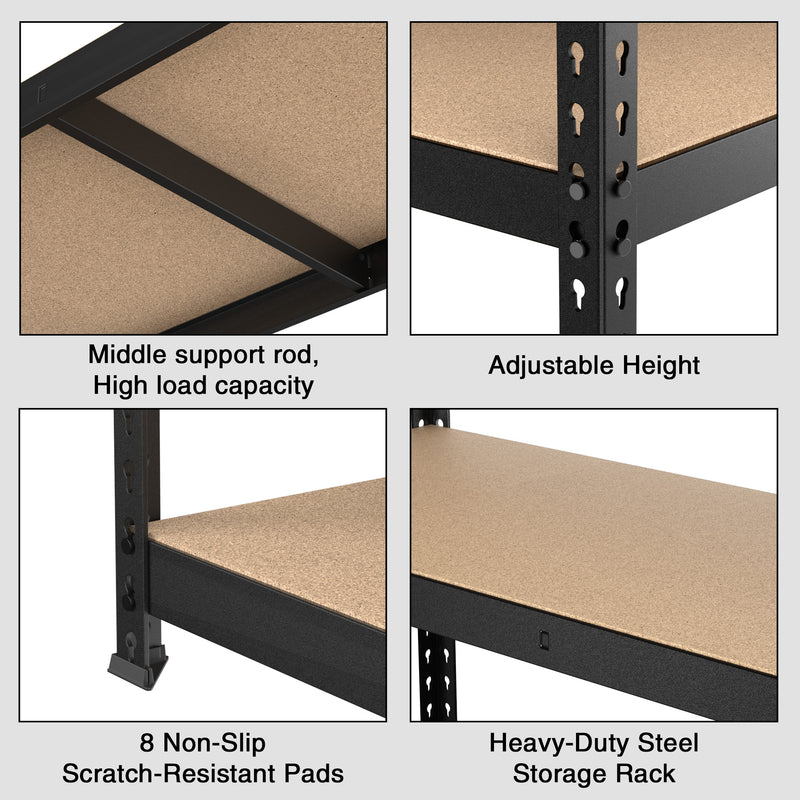 WORKPRO Adjustable 5-Tier Steel Shelving Unit, 35-3/10”W x 17-1/2”D x 72”H, Heavy Duty Shelf with MDF Board, 1650 lbs Load Capacity (Total)