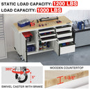 WORKPRO 62" x 20" 7-Drawer & 2-Door Rolling Tool Storage Cabinet with Power Strip, Locking System - 1000 lbs Capacity