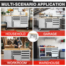 WORKPRO 62" x 20" 7-Drawer & 2-Door Rolling Tool Storage Cabinet with Power Strip, Locking System - 1000 lbs Capacity