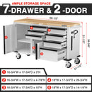 WORKPRO 62" x 20" 7-Drawer & 2-Door Rolling Tool Storage Cabinet with Power Strip, Locking System - 1000 lbs Capacity