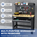 WORKPRO 45" Heavy-Duty Workbench, 800 LBS Capacity with Pegboard, Storage, Power Outlets & LED Light