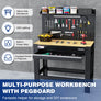 WORKPRO 45" Heavy-Duty Workbench, 800 LBS Capacity with Pegboard, Storage, Power Outlets & LED Light