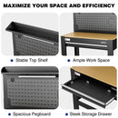 WORKPRO 45" Heavy-Duty Workbench, 800 LBS Capacity with Pegboard, Storage, Power Outlets & LED Light