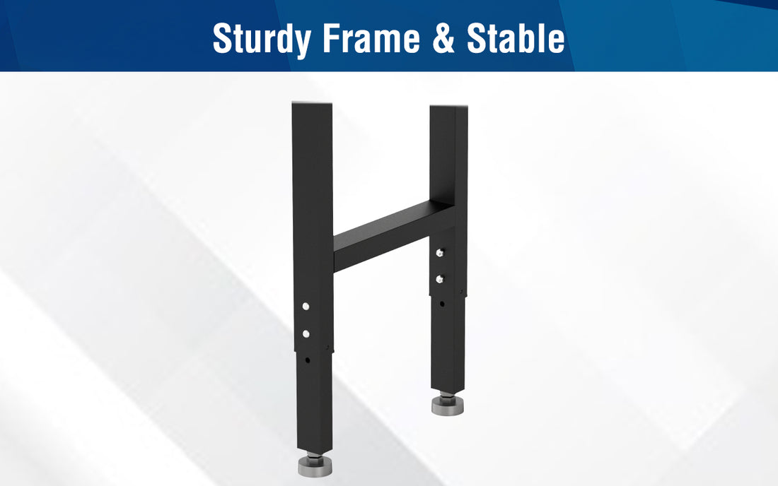 Steel frame with stable legs, visible bolts, and sturdy construction for secure, durable installation