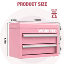 WORKPRO Mini Metal Tool Box with 2 Drawers and Top Storage, Small Tool Chest (W)