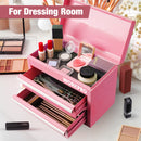 WORKPRO Mini Metal Tool Box with 2 Drawers and Top Storage, Small Tool Chest, Pink (upgraded with Ball Bearing Slides)