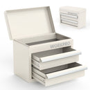 WORKPRO Mini Metal Tool Box with 2 Drawers and Top Storage, Small Tool Chest, Pink