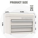 WORKPRO Mini Metal Tool Box with 2 Drawers and Top Storage, Small Tool Chest, White