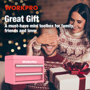 WORKPRO Mini Metal Tool Box with 2 Drawers and Top Storage - Gifts for Christmas