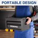 WORKPRO 15 Inch Heavy Duty Metal Tool Box with 2 Drawers & 1 Top Storage