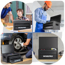 WORKPRO 15 Inch Heavy Duty Metal Tool Box with 2 Drawers & 1 Top Storage