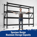 WORKPRO 77" W X 24" D X 72" H, 4-Tier Black Extra-Wide Adjustable 8000LBS Garage Storage Shelves for Warehouse, Basement