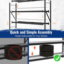 WORKPRO 77" W X 24" D X 72" H, 4-Tier Black Extra-Wide Adjustable 8000LBS Garage Storage Shelves for Warehouse, Basement