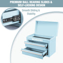 WORKPRO Mini Metal Tool Box with 2 Drawers and Top Storage, Small Tool Chest, Blue