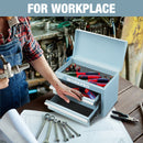WORKPRO Mini Metal Tool Box with 2 Drawers and Top Storage, Small Tool Chest (W)