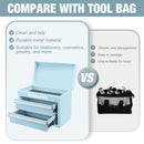 WORKPRO Mini Metal Tool Box with 2 Drawers and Top Storage, Small Tool Chest, White