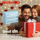 WORKPRO Mini Metal Tool Box with 2 Drawers and Top Storage, Small Tool Chest (W)