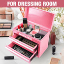 WORKPRO Mini Metal Tool Box with 2 Drawers and Top Storage, Small Tool Chest, Pink