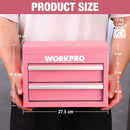 WORKPRO Mini Metal Tool Box with 2 Drawers and Top Storage, Small Tool Chest (W)
