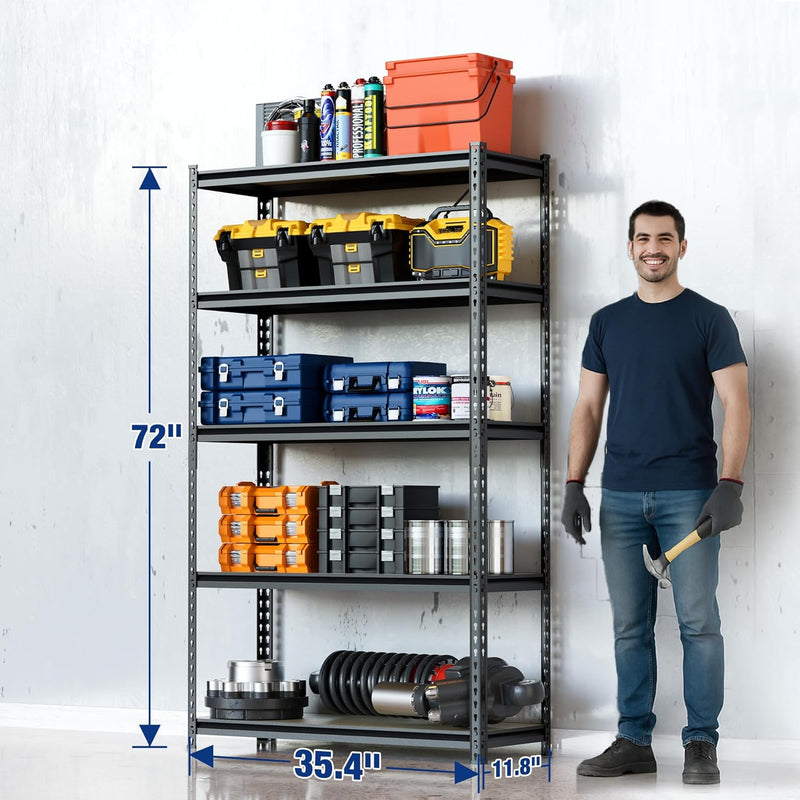 WORKPRO 5-Tier Adjustable Metal Shelving Unit-Black