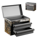 WORKPRO Mini Metal Tool Box with 2 Drawers and Top Storage, Camoflouge(W)