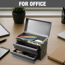 WORKPRO Mini Metal Tool Box with 2 Drawers and Top Storage, Camoflouge(W)