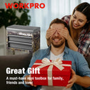 WORKPRO Mini Metal Tool Box with 2 Drawers and Top Storage, Camoflouge(W)