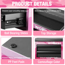 WORKPRO Mini Tool Box, 2-Drawer Metal Tool Chest with Ball Bearing Slides, Top Storage, Pink Camo (W)