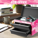 WORKPRO Mini Tool Box, 2-Drawer Metal Tool Chest with Ball Bearing Slides, Top Storage, Pink Camo (W)
