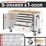 WORKPRO 52" Rolling Tool Chest with Wheels, 5-Drawer & Cabinet, 1000 lbs