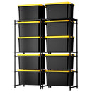 WORKPRO 2 Pack 250 LBS 5-Tier Bin Storage Rack for 27-Gallon Totes, Heavy Duty Metal Shelving Units for Garage, Basement, Pantry, Kitchen, Workspace, or Laundry Room, 30.5" x 22.5" x 69", Black