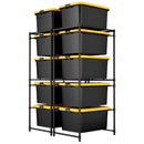 WORKPRO 2 Pack 250 LBS 5-Tier Bin Storage Rack for 27-Gallon Totes, Heavy Duty Metal Shelving Units for Garage, Basement, Pantry, Kitchen, Workspace, or Laundry Room, 30.5" x 22.5" x 69", Black