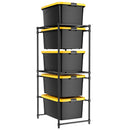 WORKPRO 250 LBS 5-Tier Bin Storage Rack for 27-Gallon Totes, Heavy Duty Metal Shelving Units for Garage, Basement, Pantry, Kitchen, Workspace, or Laundry Room, 30.5" x 22.5" x 69", Black