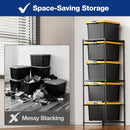 WORKPRO 250 LBS 5-Tier Bin Storage Rack for 27-Gallon Totes, Heavy Duty Metal Shelving Units for Garage, Basement, Pantry, Kitchen, Workspace, or Laundry Room, 30.5" x 22.5" x 69", Black
