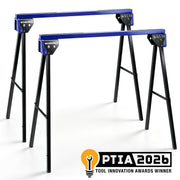 WORKPRO 2-Pack Heavy Duty Folding Sawhorses, 1800 lbs Load Capacity, Steel Sawhorse with Interlocking Design & Non-Slip Top for Workshop, Garage and Construction Projects