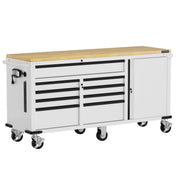 WORKPRO 72 inch rolling tool chest in white with wood top, innovation quality and durable secure storage