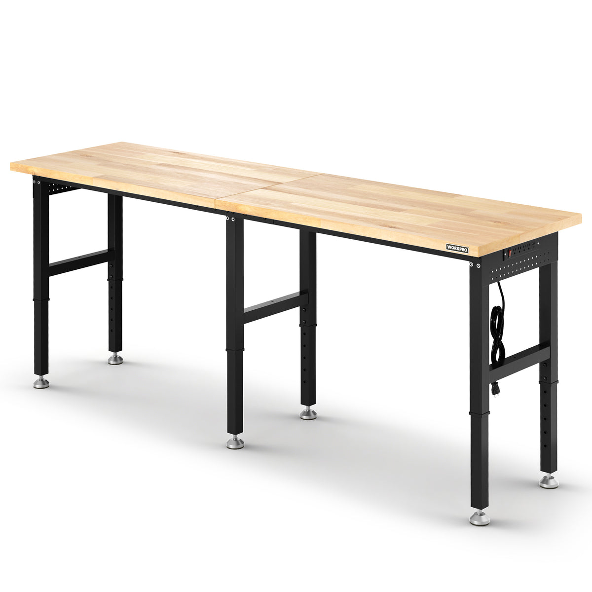 WORKPRO 96"×24" Large Workbench with Adjustable Height and Power Outlet, 4000 LBS Load Capacity Heavy-Duty Work Table for Garage, Workshop, Home