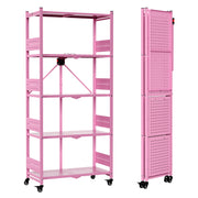 WORKPRO 5-tier folding shelf rack in pink metal with wheels, innovation quality high-quality durable secure
