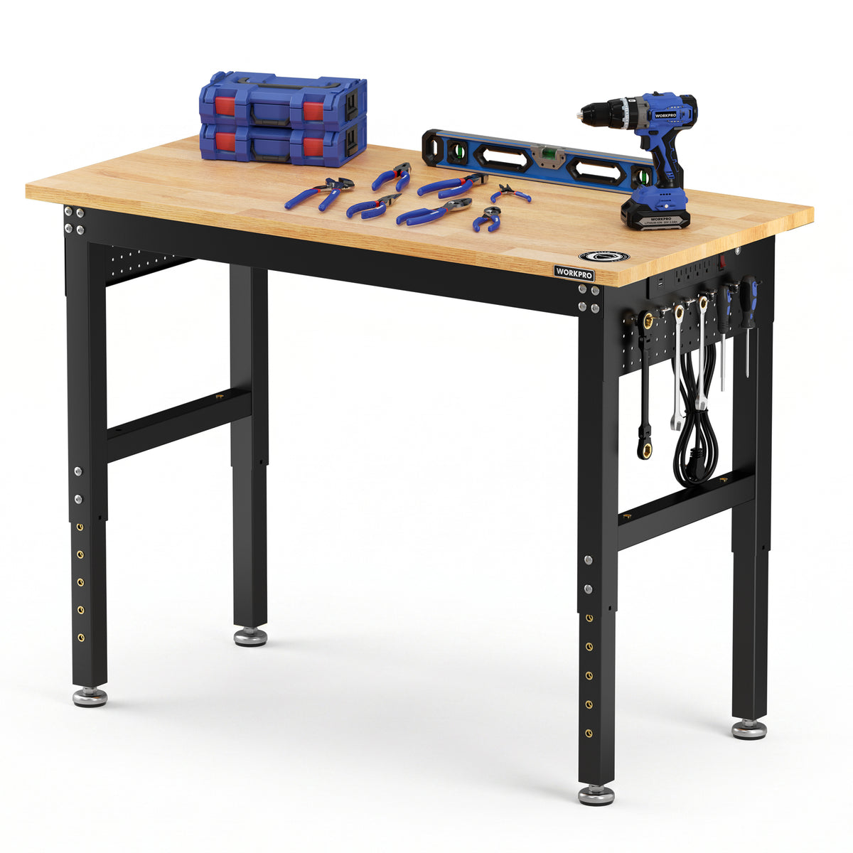 WORKPRO 48"x24" Adjustable Garage Workbench, 2000 LBS, Pegboard