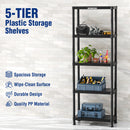 WORKPRO 5-Tier Plastic Storage Shelf, Black Freestanding Utility Organizer for Garage, Laundry Room & Basement