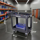 WORKPRO 500 LBS 2-Tier Utility Service Cart, Rolling Tool Cart with 360° Swivel Locking Casters, 39"x17"x33" PP Plastic Work Station for Garage & Home