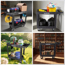 WORKPRO 500 LBS 2-Tier Utility Service Cart, Rolling Tool Cart with 360° Swivel Locking Casters, 39"x17"x33" PP Plastic Work Station for Garage & Home