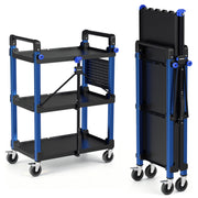 WORKPRO 3-Tier Heavy Duty Collapsible Service Cart-Blue and Black