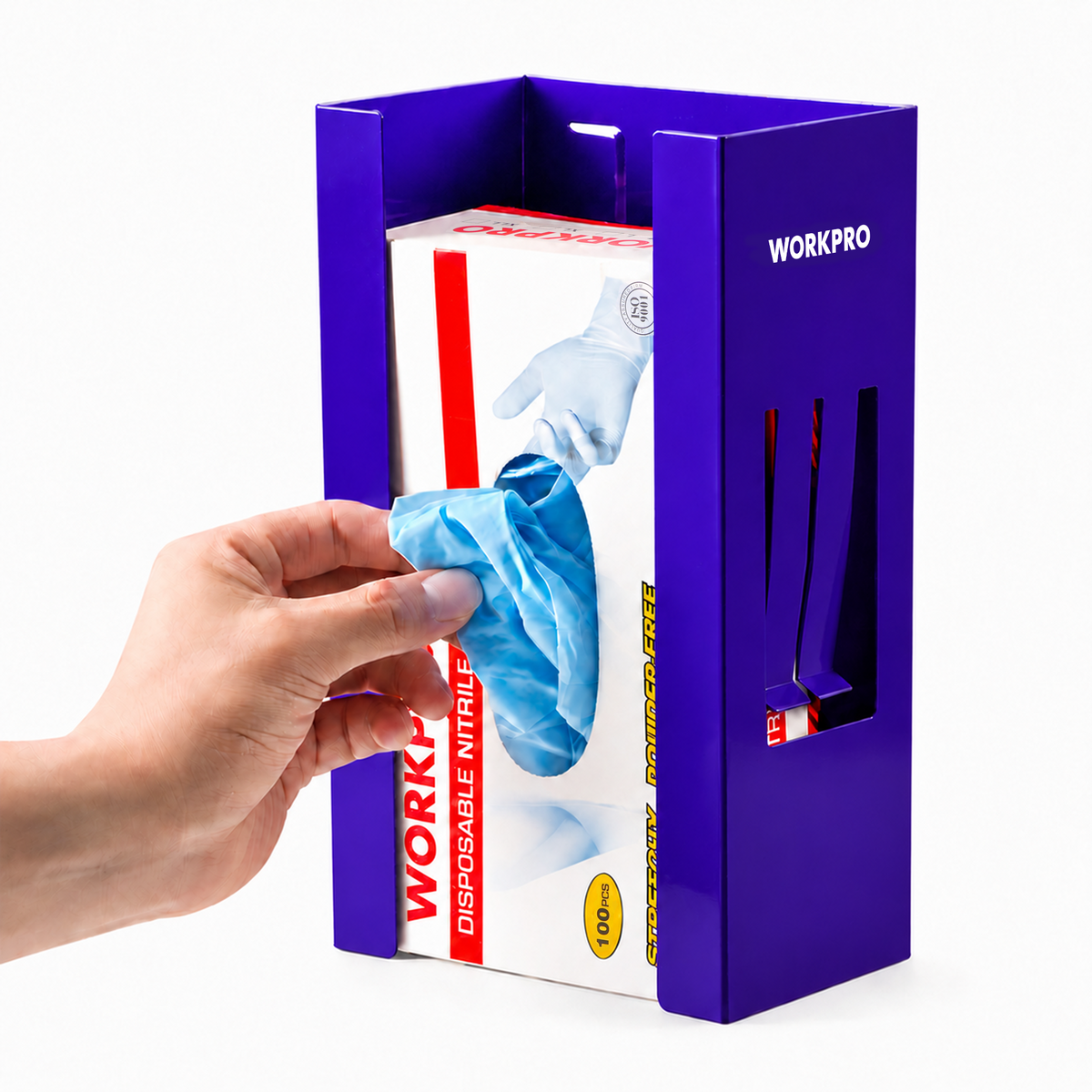 WORKPRO Magnetic Glove Dispenser, Heavy Duty Steel Glove Box Holder with 4 Strong Magnets, Wall Mount Glove Holder for Nitrile Gloves, Garage, Workshop, Warehouse and Laboratory