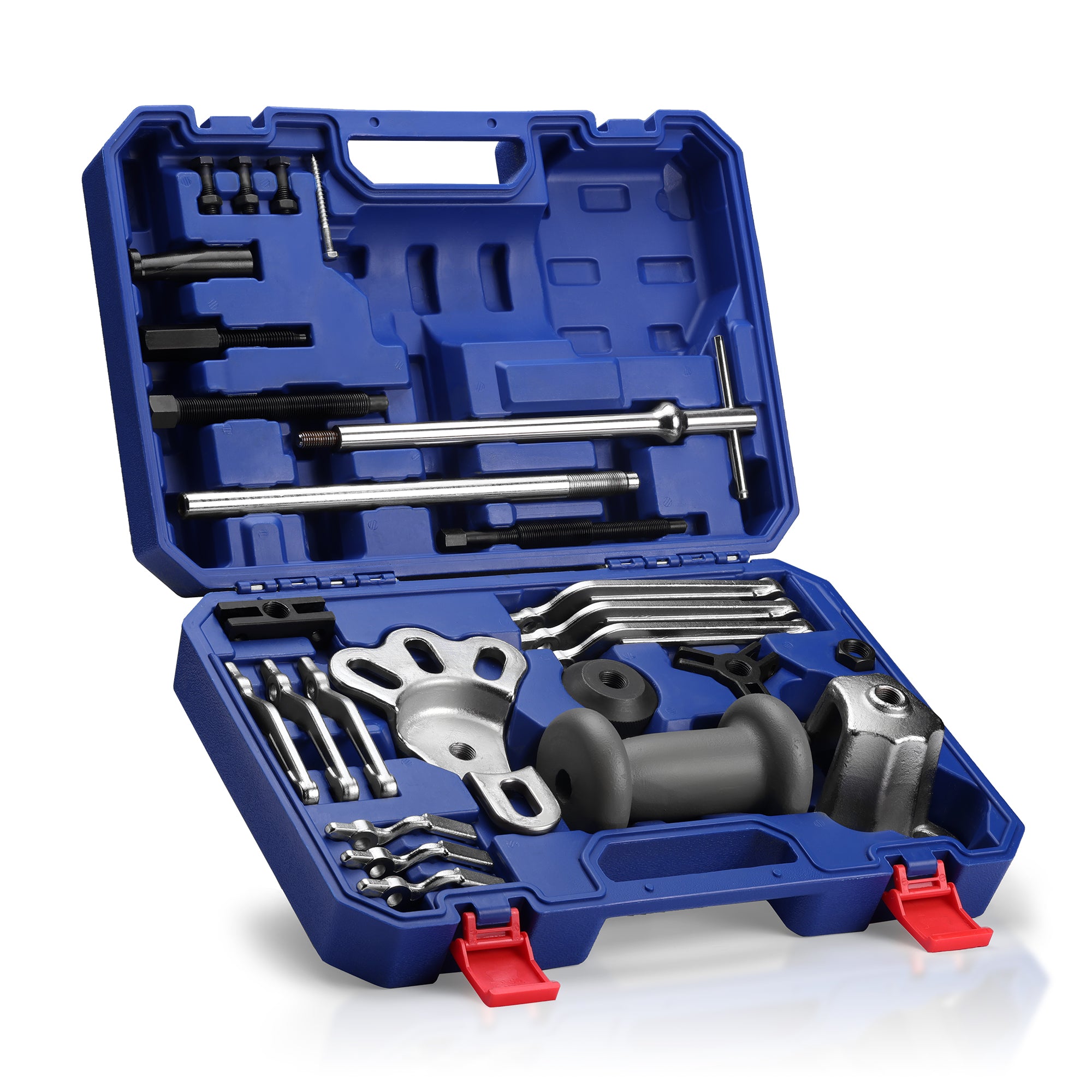 WORKPRO 9-Way Slide Hammer Puller Set, 27-Piece Slide Hammer Kit, Wheel Bearing Removal Tool for Front Hub & Rear Axle, Heavy Duty Bearing Puller Set with Carry Box