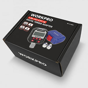 Workpro digital torque adapter in blue with a backlit display and ±3% torque accuracy for 1/2 inch ratchets