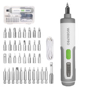 WORKPRO 4V cordless electric screwdriver kit in gray with innovation, quality, secure, durable, convenient design