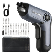 WORKPRO Electric Cordless Screwdriver with Offset Driving Shaft, black quality innovation, LED light and bits